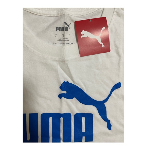 PUMA Mens Essentials Logo Tee White -Future Blue Size L - Picture 5 of 6